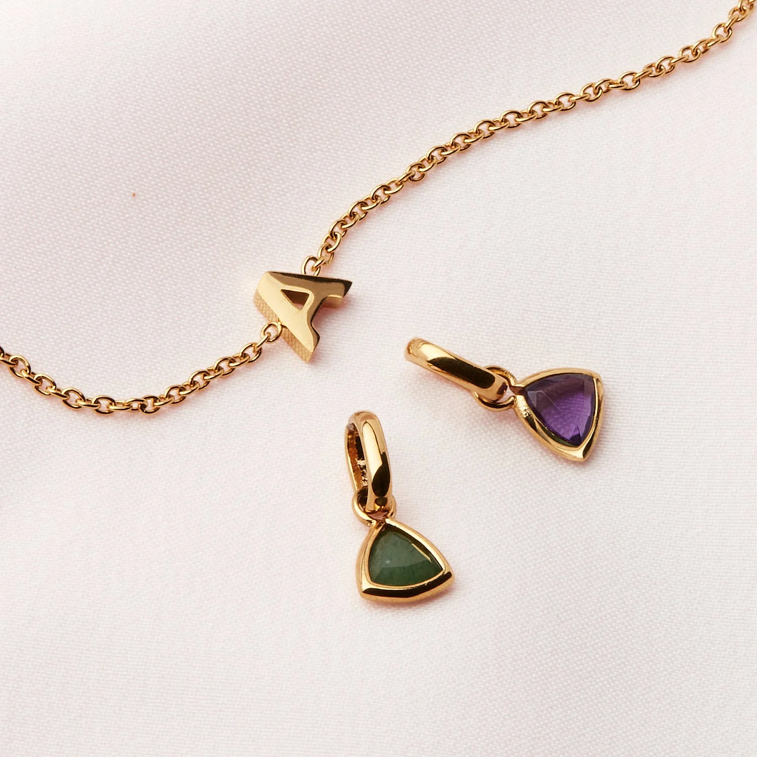 Birthstone & Made Mine Letter Bracelet (Gold) - Image 5