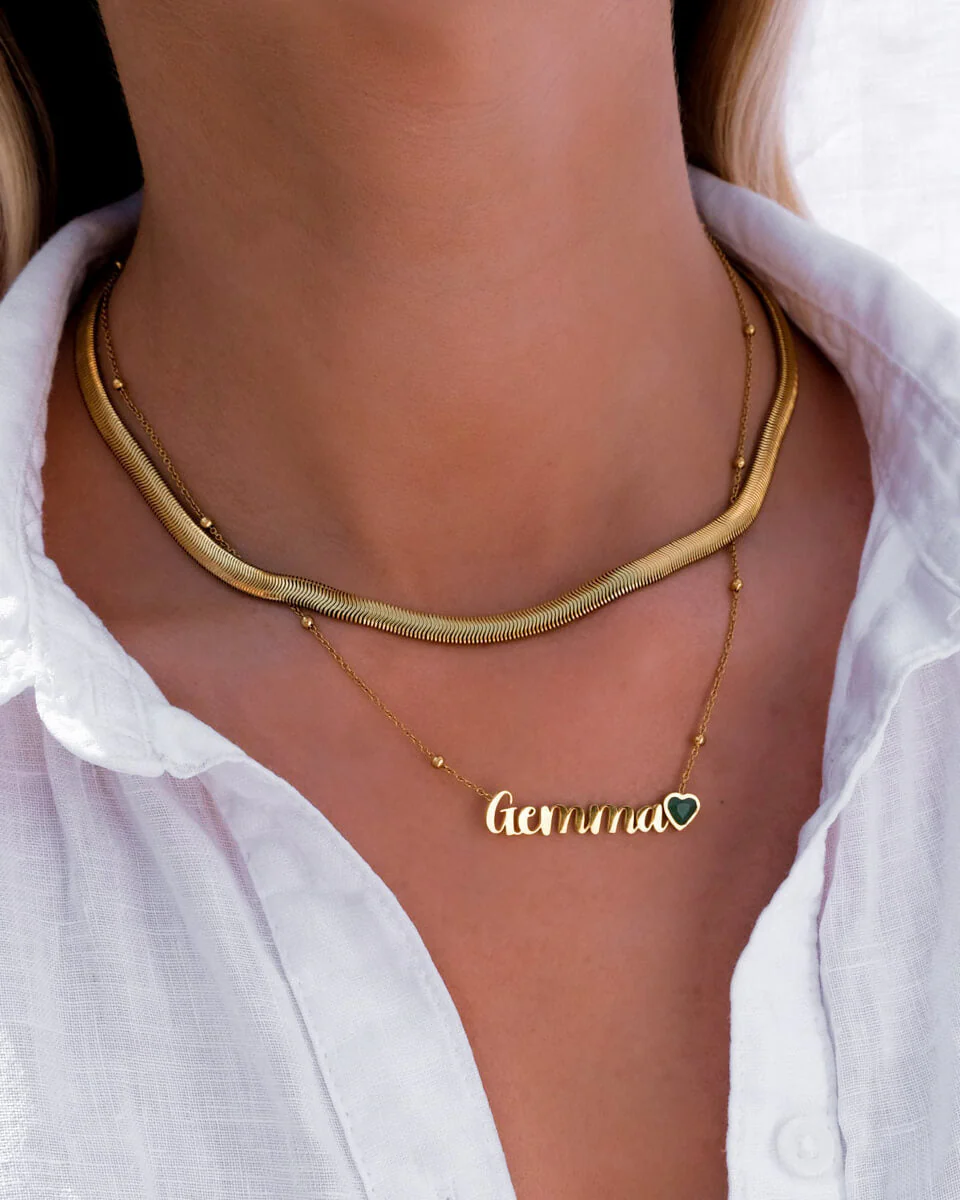 Birthstone Name Necklace (Gold) - Image 3