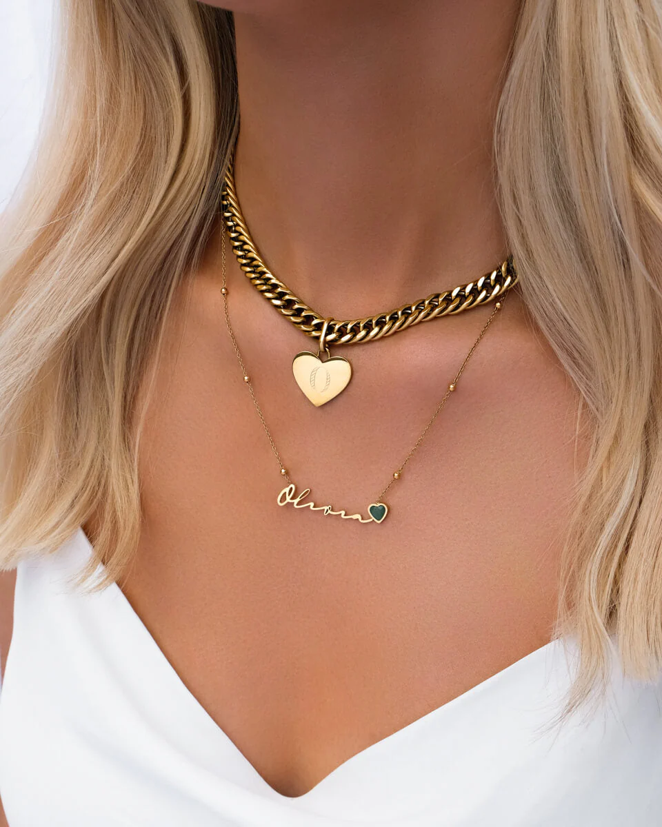 Birthstone Signature Name Necklace (Gold) - Image 3