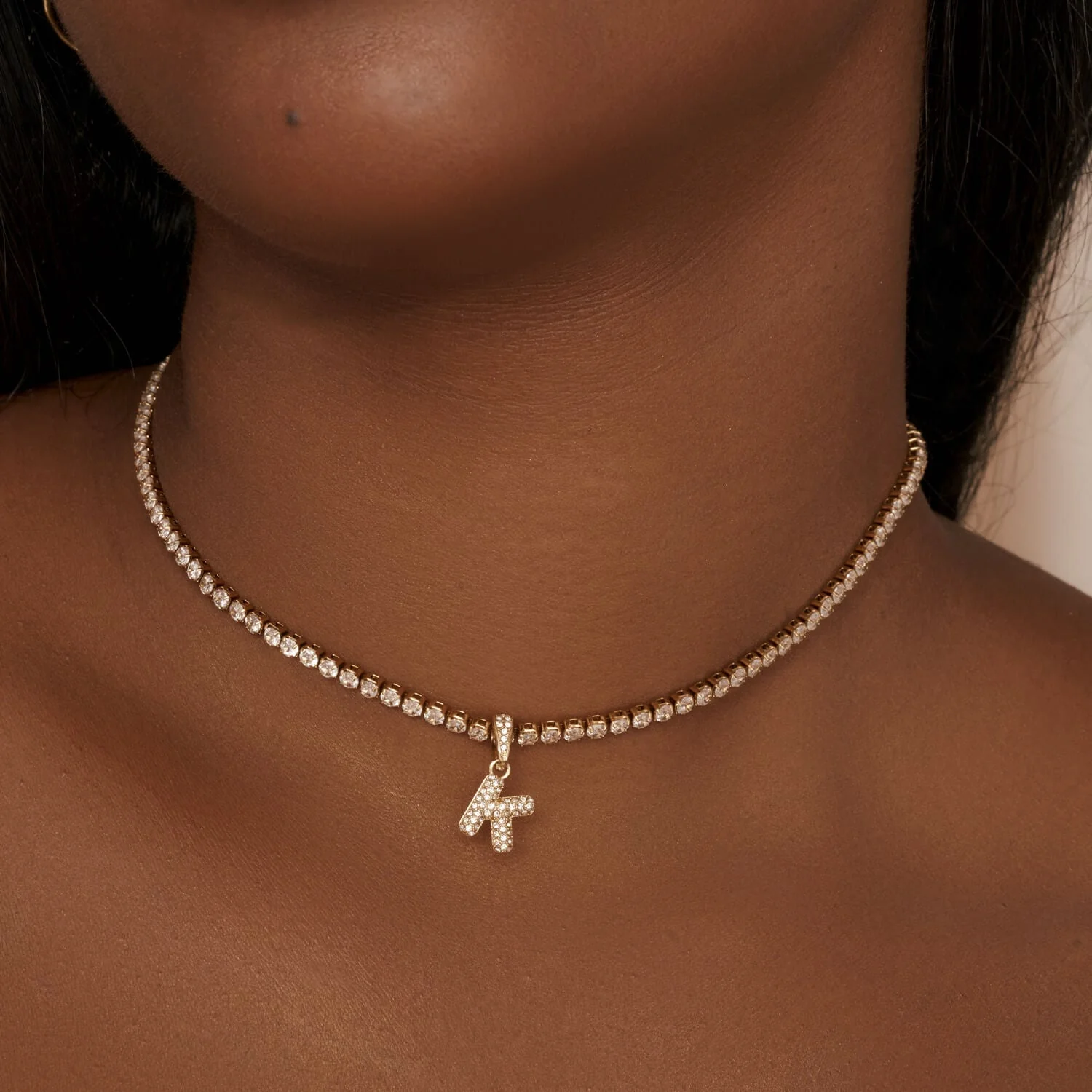 Bubble Initial Tennis Necklace (Gold) - Image 3