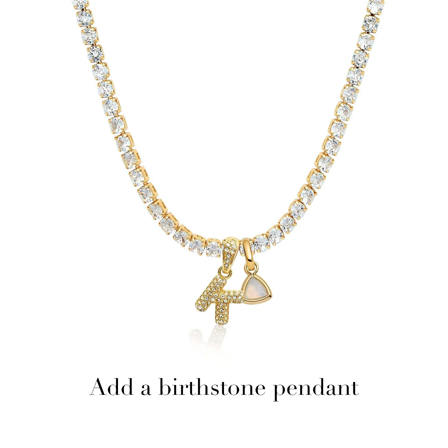 Bubble Initial Tennis Necklace (Gold) - Image 8