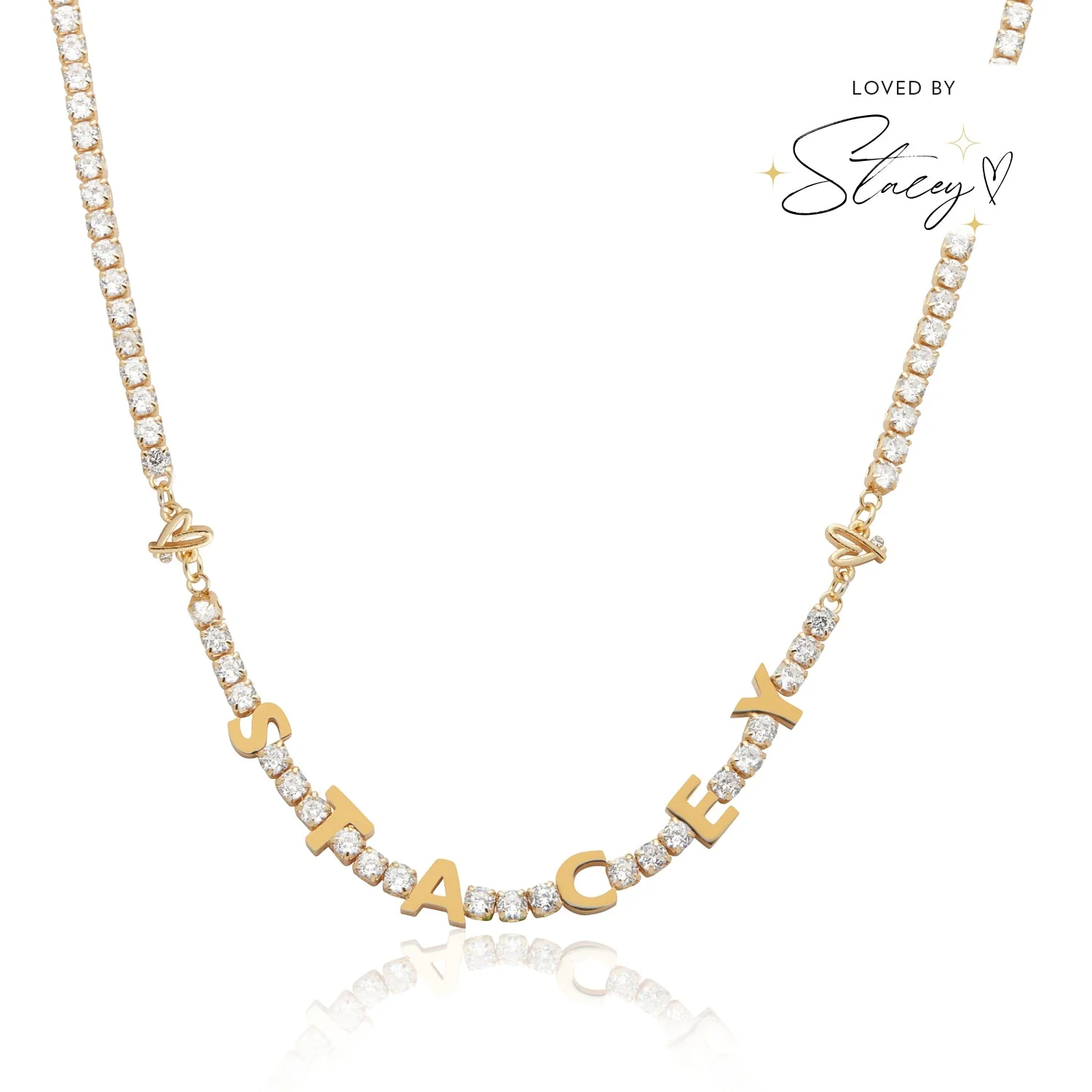 Custom Name Tennis Necklace (Gold) - Image 11