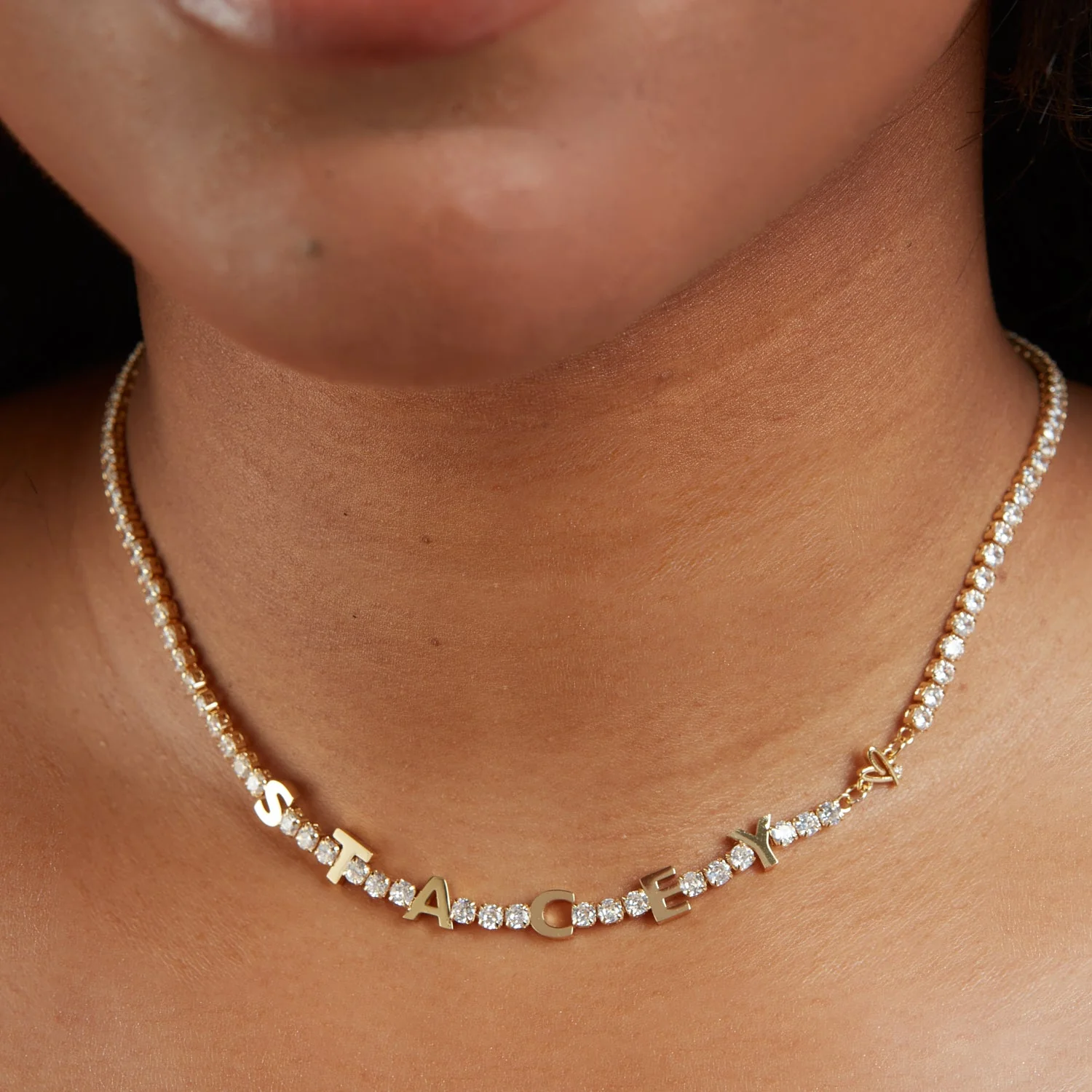 Custom Name Tennis Necklace (Gold) - Image 8