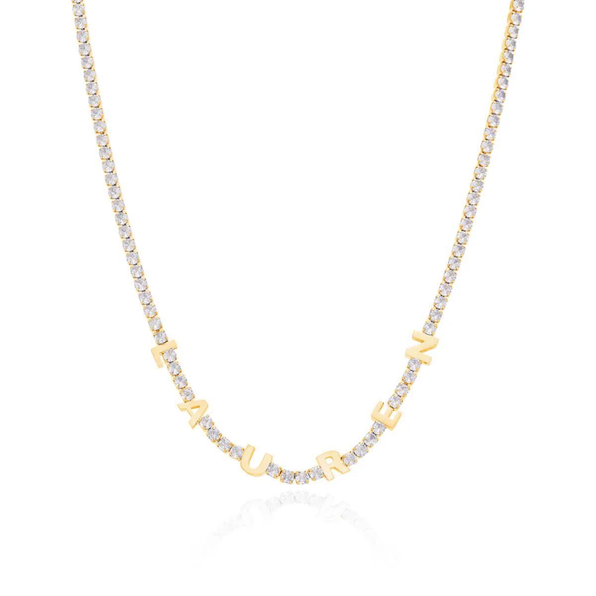 Custom Name Tennis Necklace (Gold) - Image 9