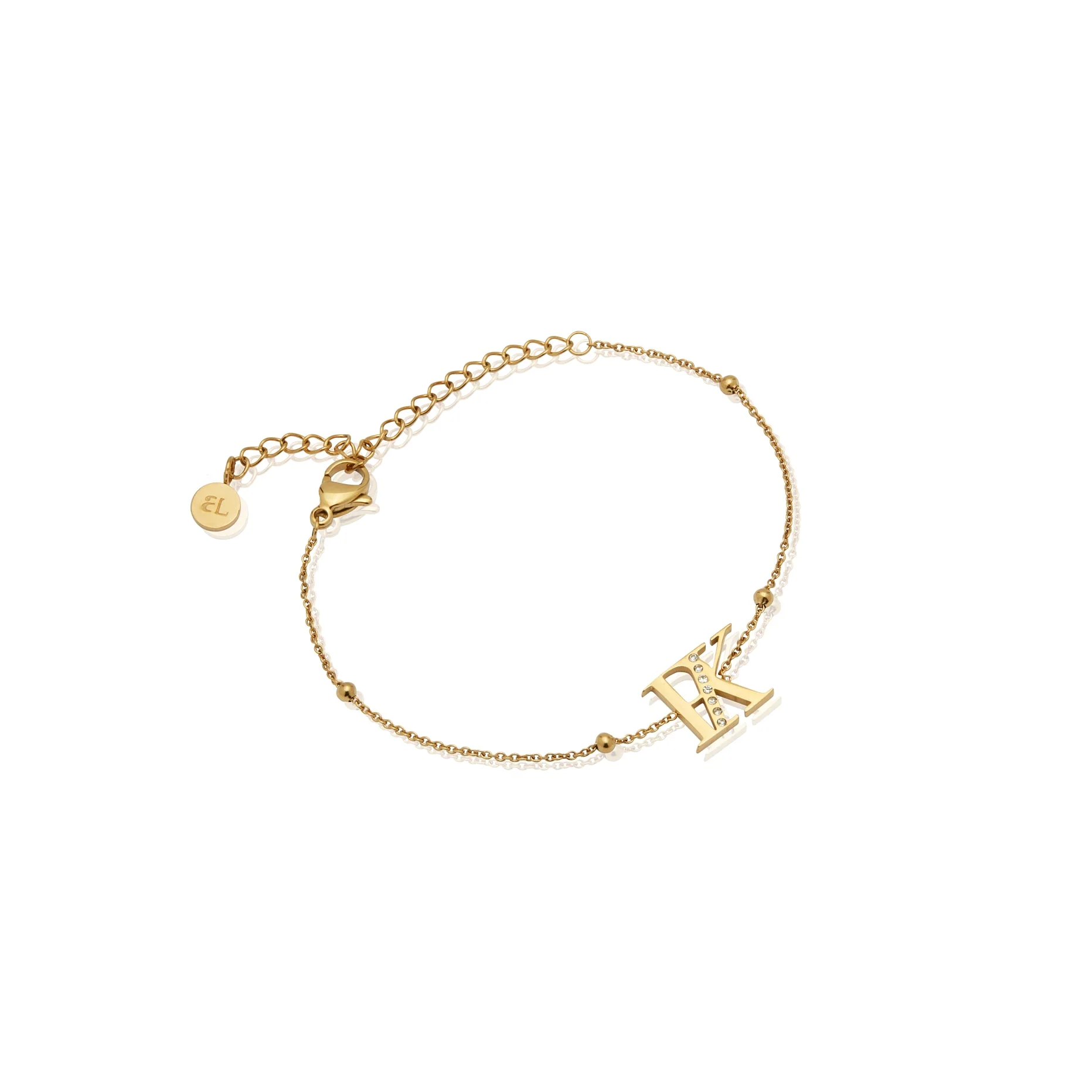 Double Initial Crystal Bracelet (Gold) - Image 12