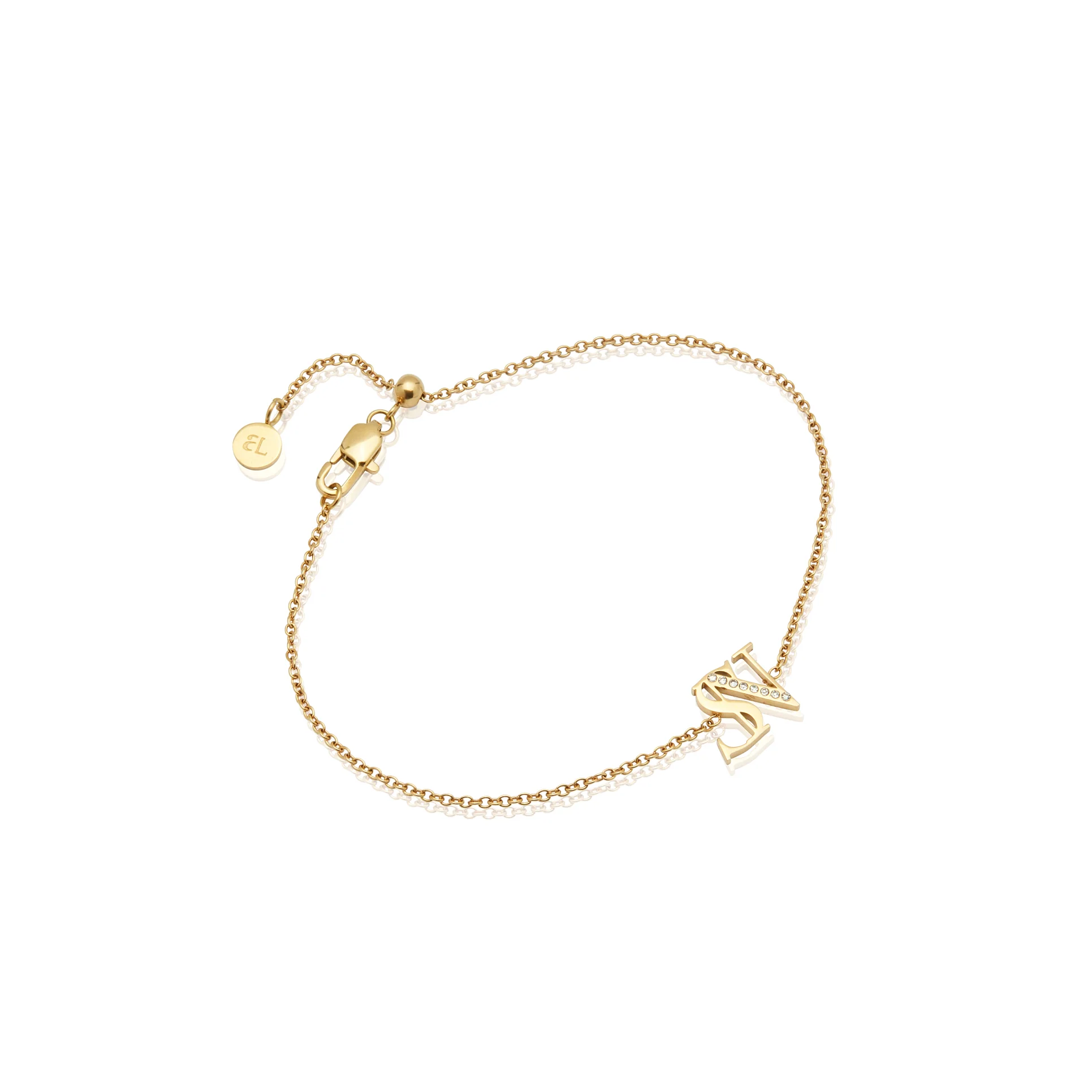 Double Initial Crystal Bracelet (Gold) - Image 13
