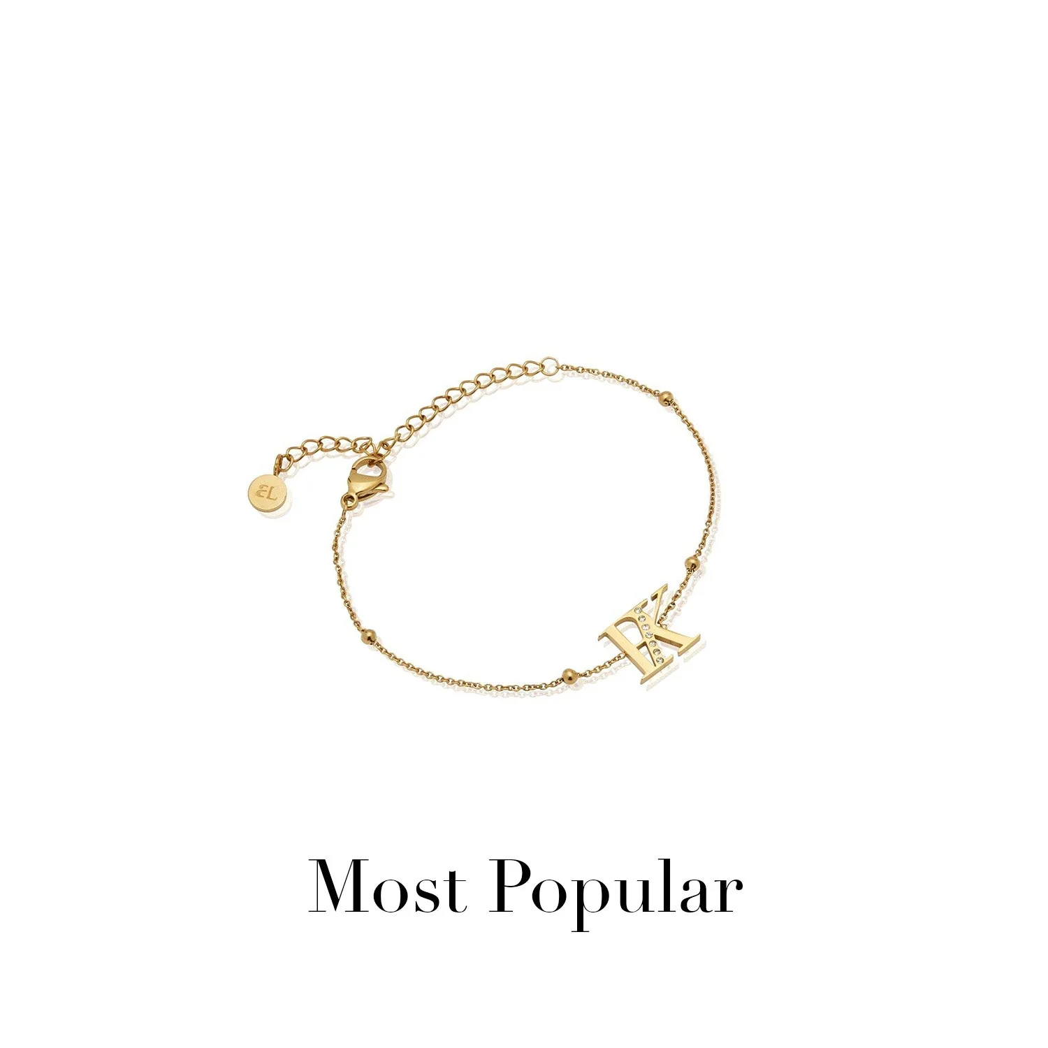 Double Initial Crystal Bracelet (Gold) - Image 14