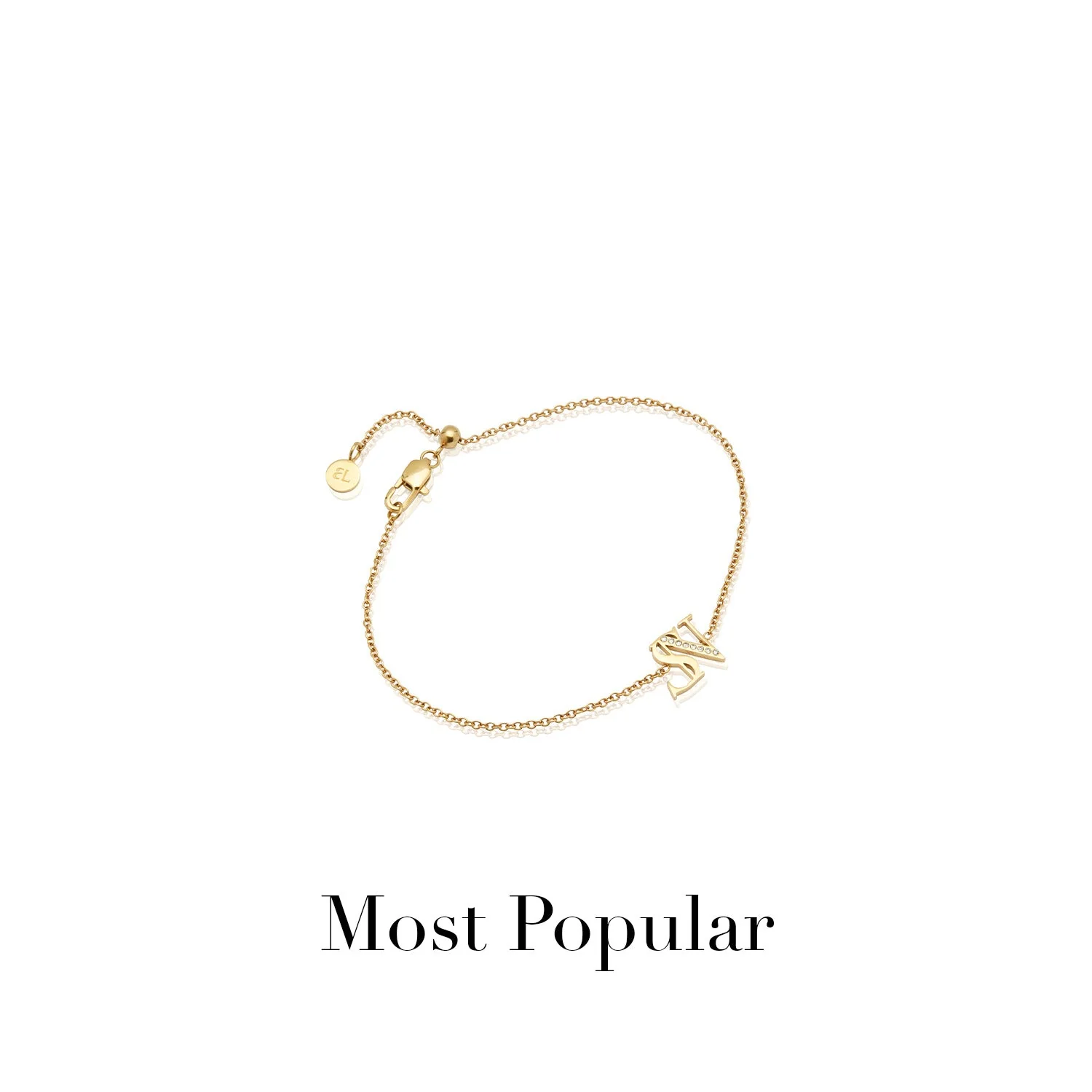 Double Initial Crystal Bracelet (Gold) - Image 15