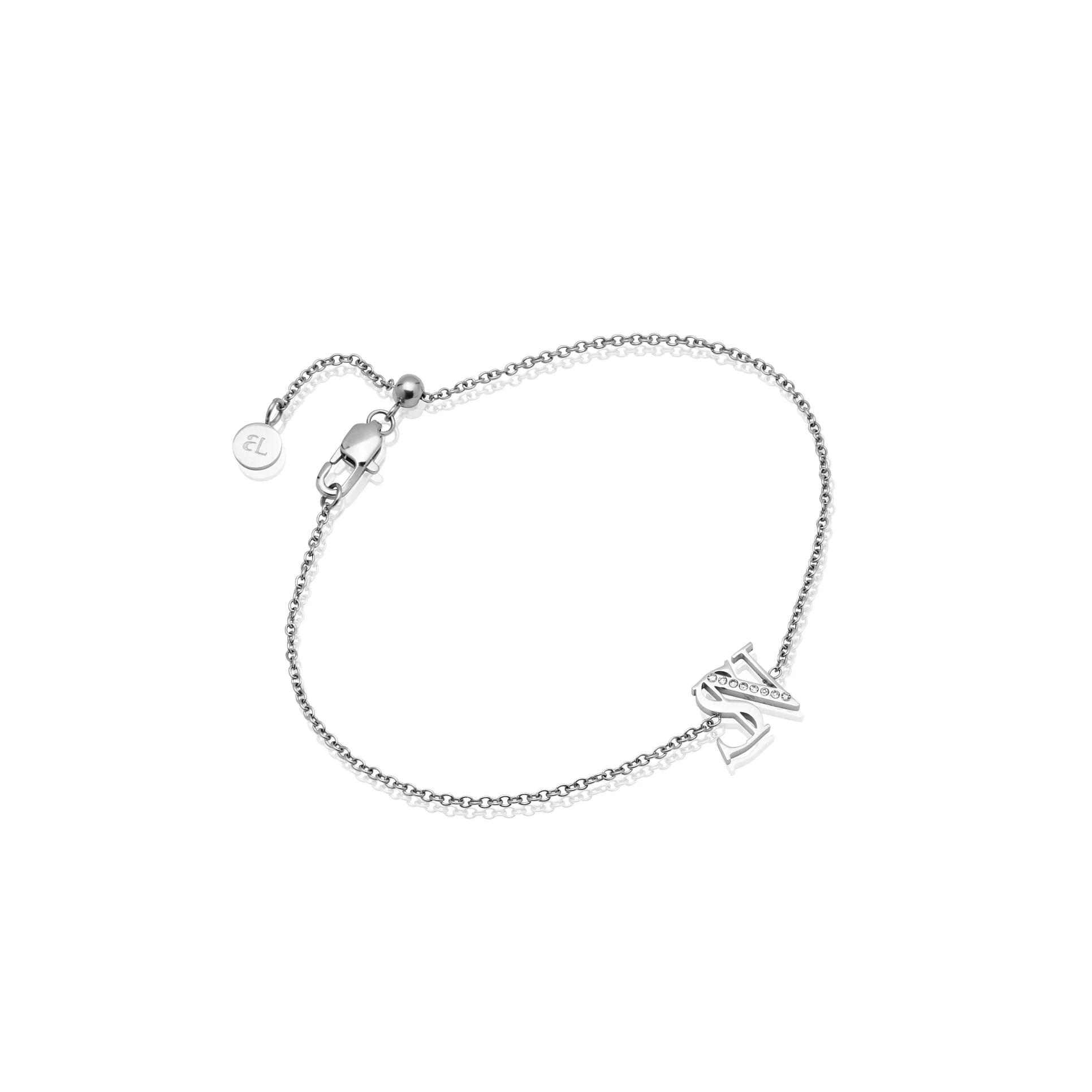 Double Initial Crystal Bracelet (Silver) - Image 11