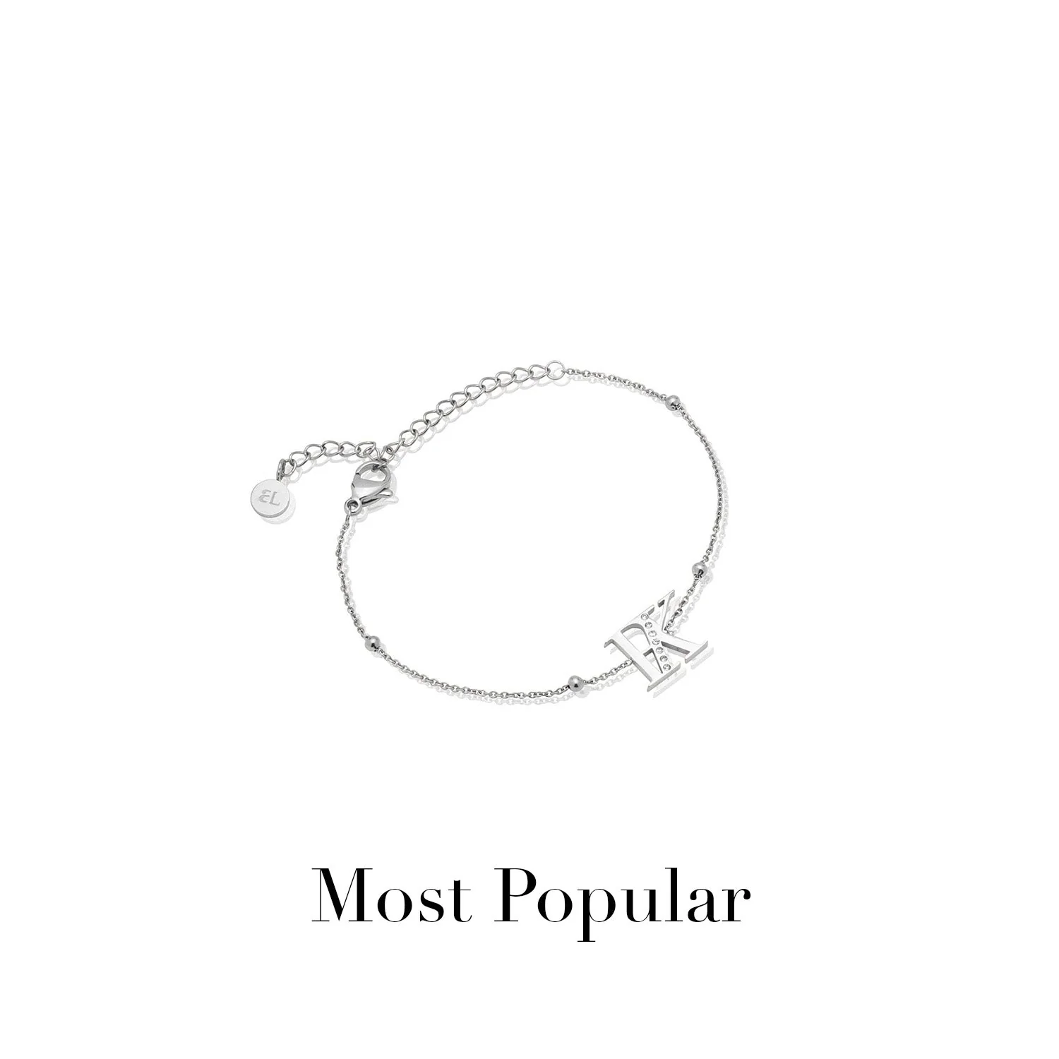 Double Initial Crystal Bracelet (Silver) - Image 13