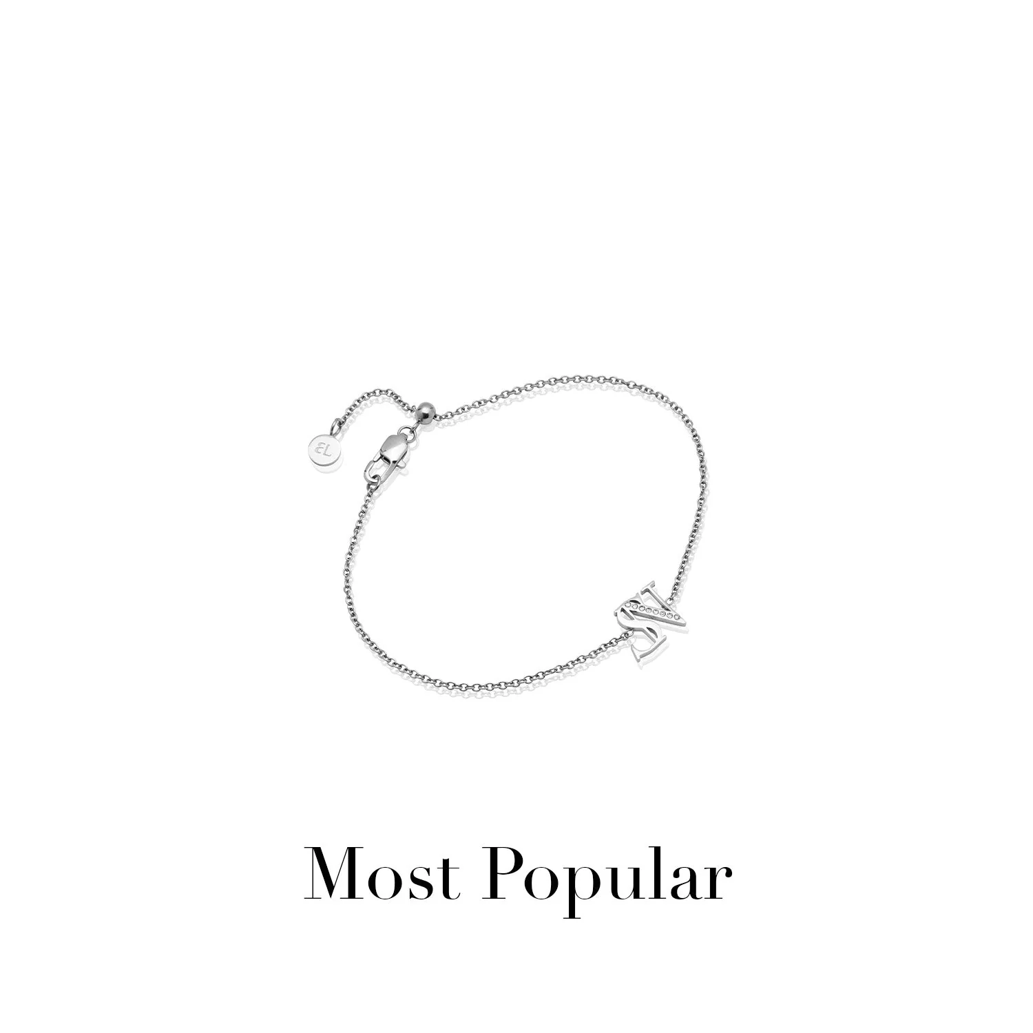 Double Initial Crystal Bracelet (Silver) - Image 14