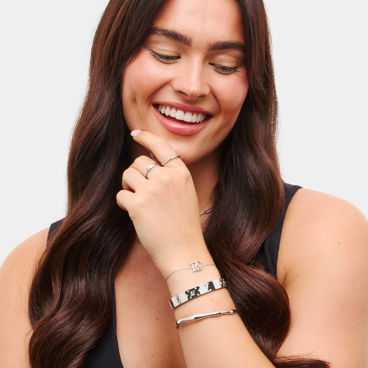 Double Initial Crystal Bracelet (Silver) - Image 3