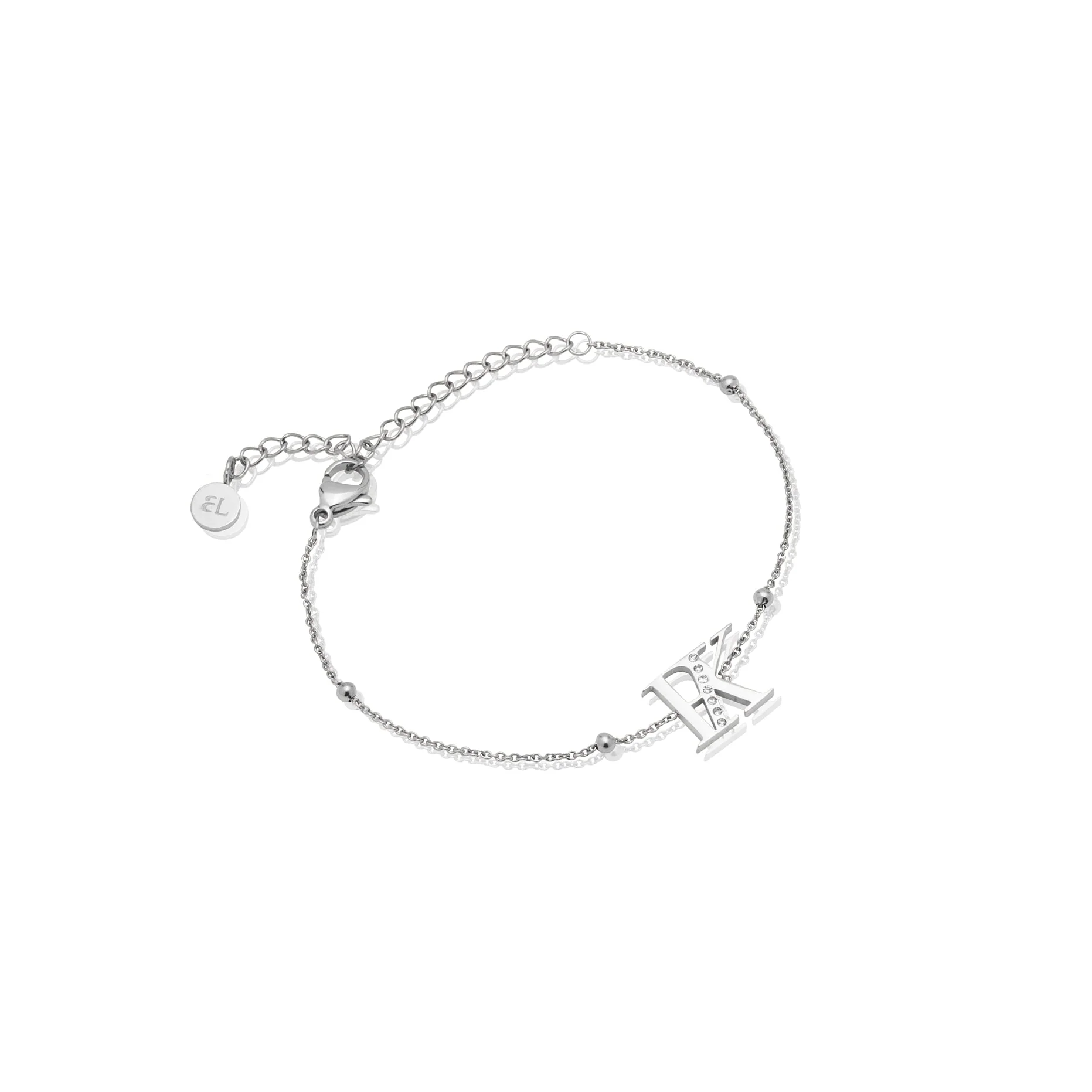 Double Initial Crystal Bracelet (Silver) - Image 9