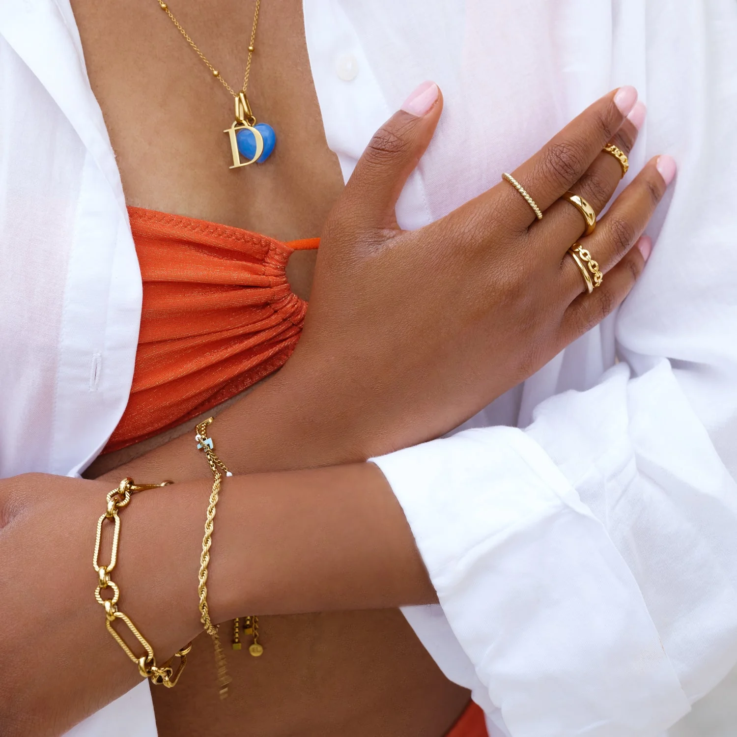 Figaro Chain Bracelet (Gold) - Image 11