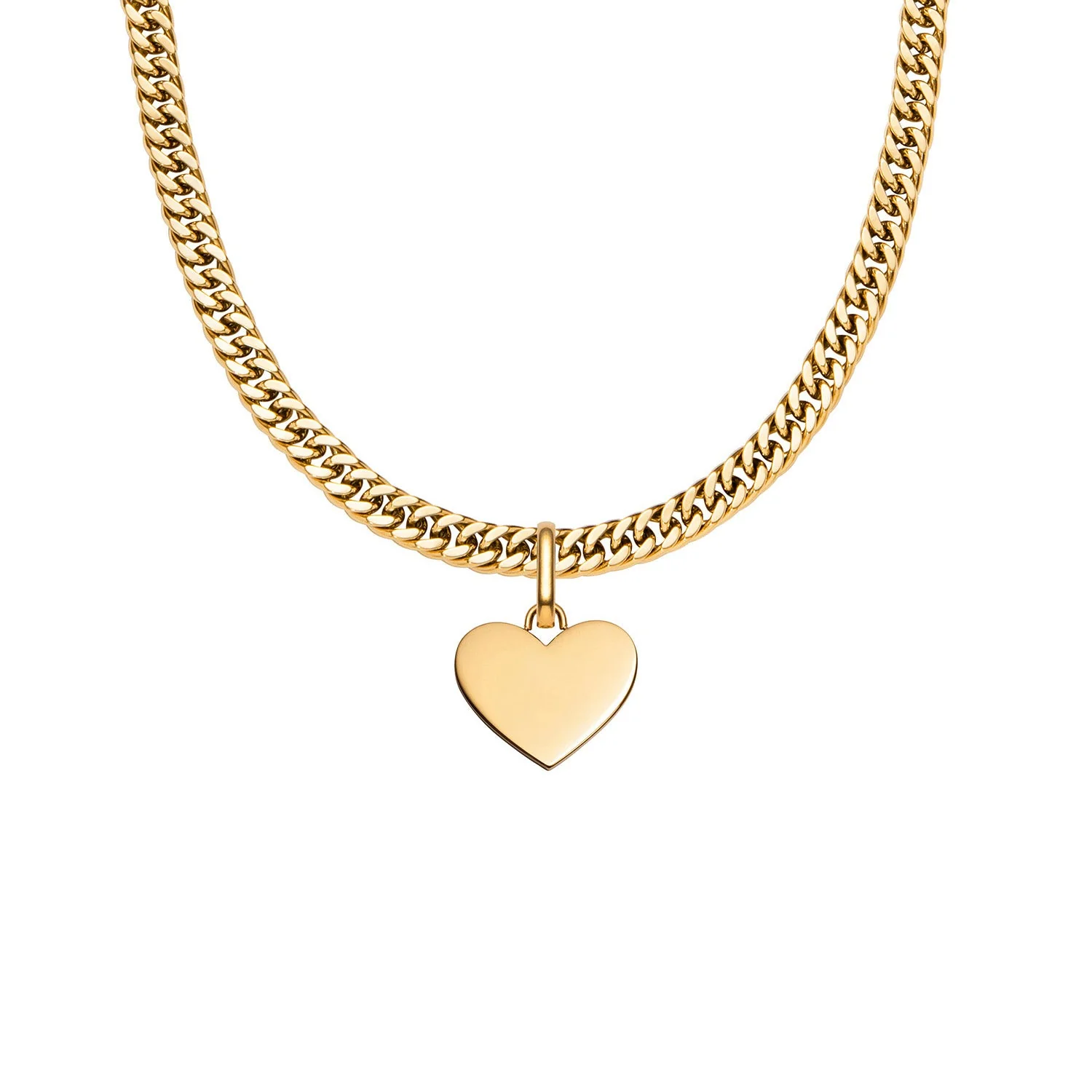 Heart Curb Chain Necklace (Gold) - Image 13