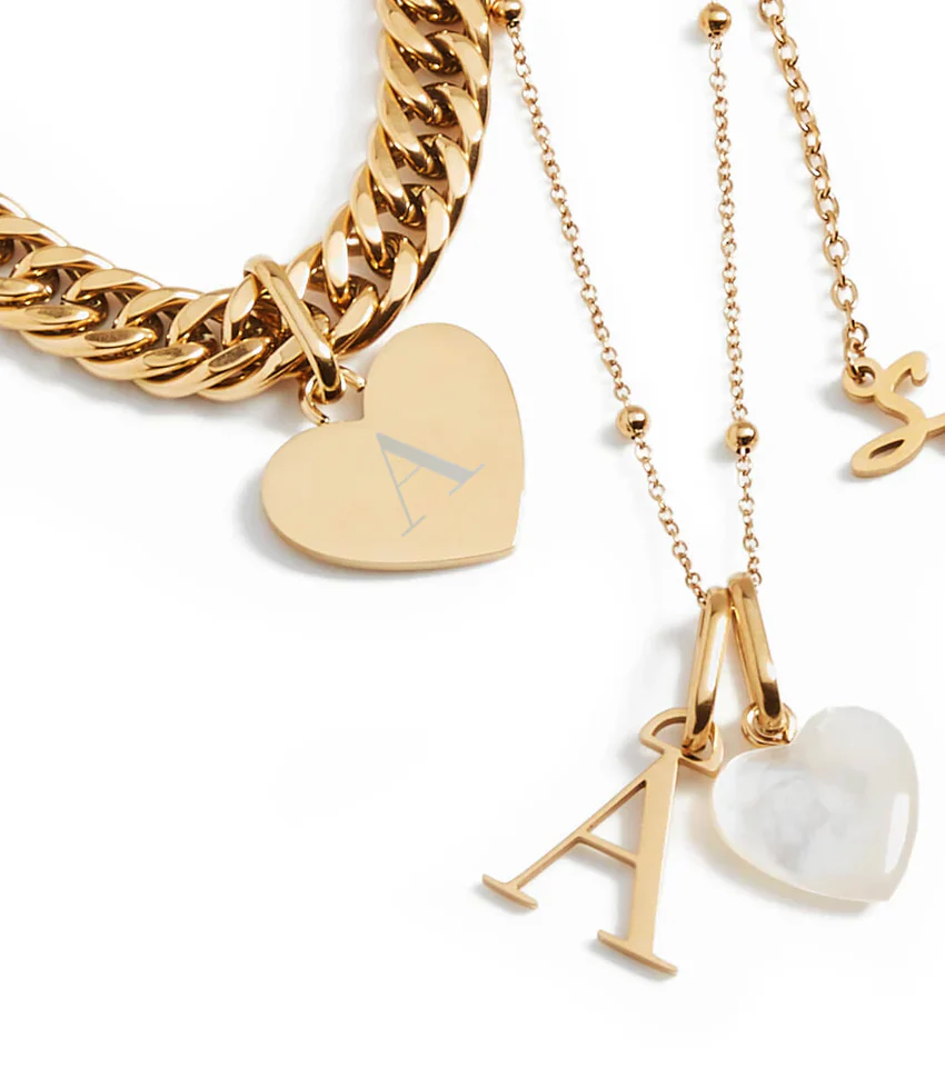 Heart Curb Chain Necklace (Gold) - Image 7