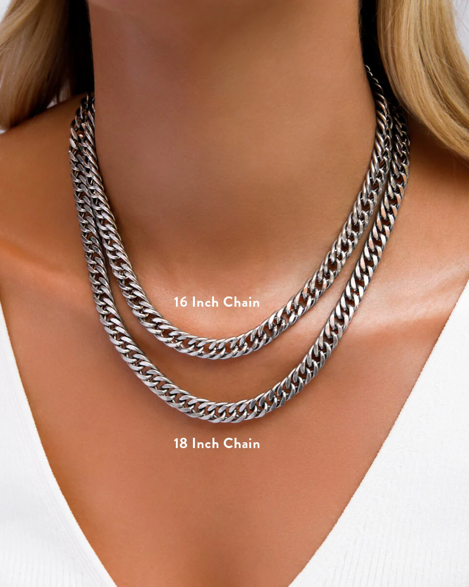 Heart Curb Chain Necklace (Silver) - Image 5