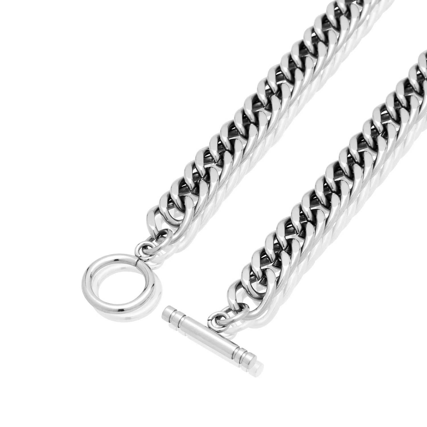 Heart Curb Chain Necklace (Silver) - Image 6