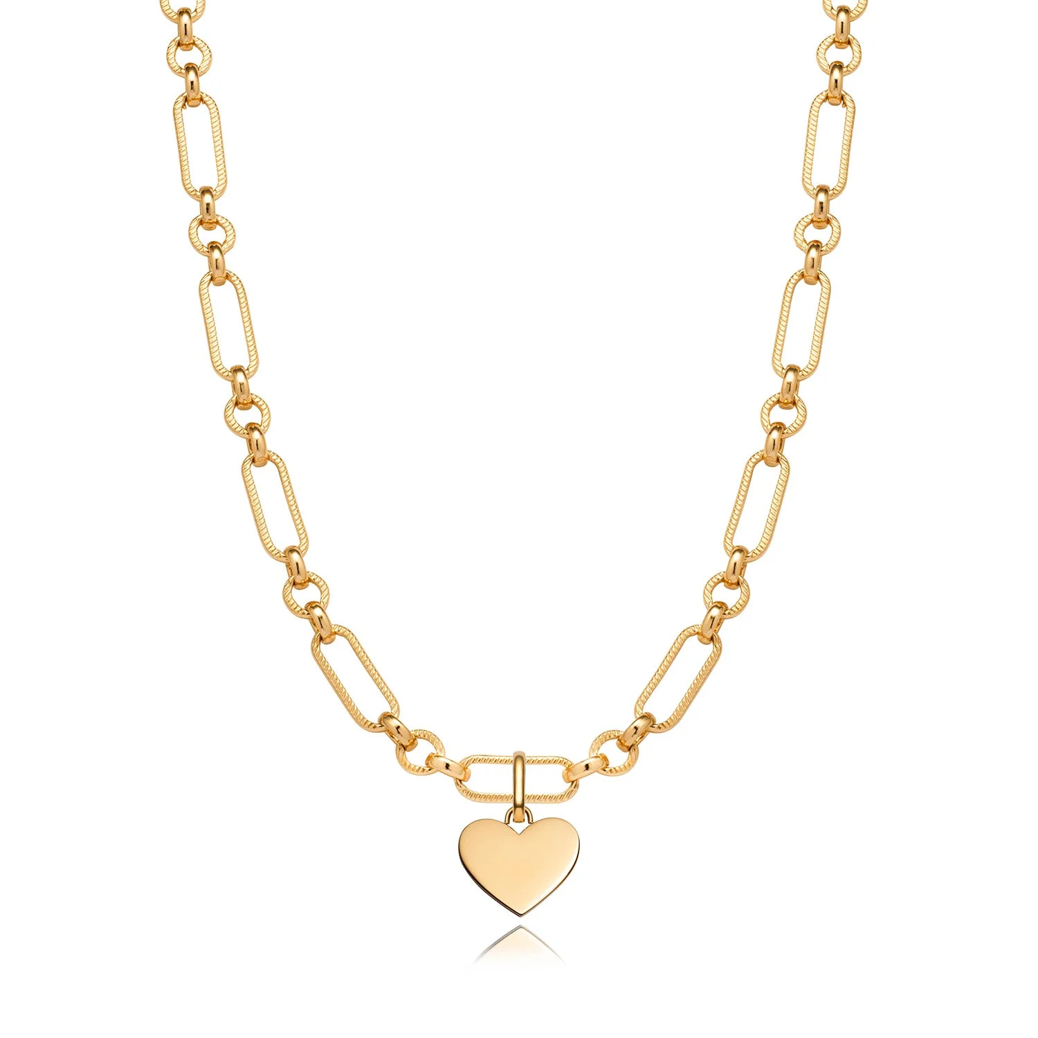 Heart Figaro Chain Necklace (Gold) - Image 5