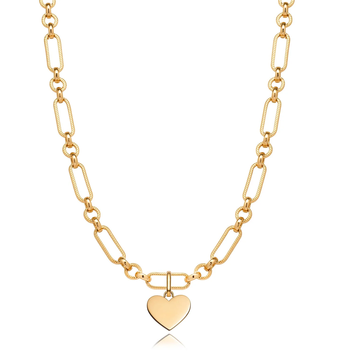 Heart Figaro Chain Necklace (Gold) - Image 6
