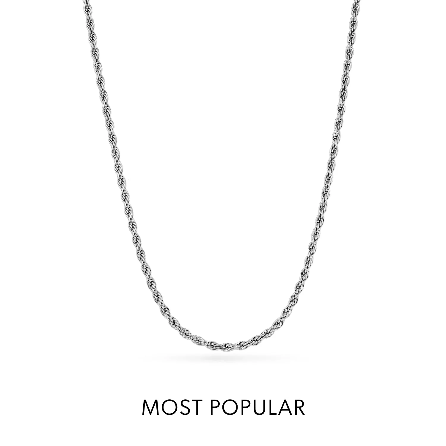 Small Rope Chain Necklace (Silver) - Image 6