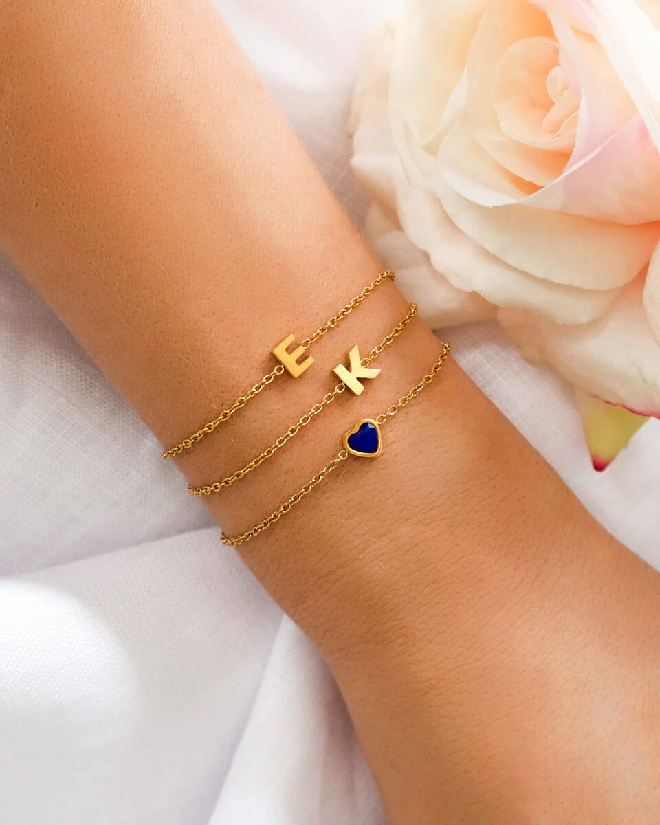 Mini Heart Birthstone Bracelet (Gold) - Image 4