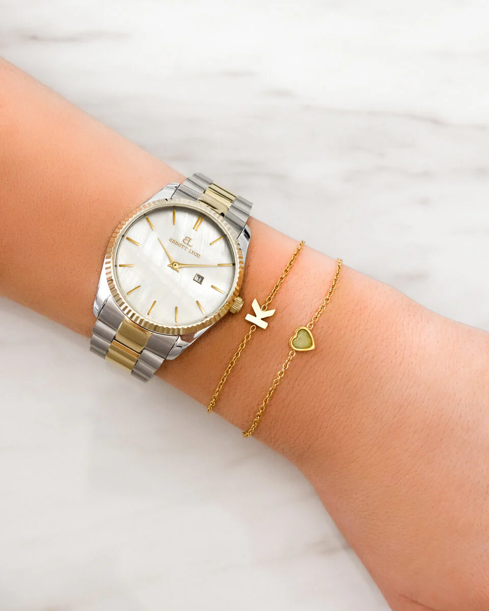 Mini Heart Birthstone Bracelet (Gold) - Image 6