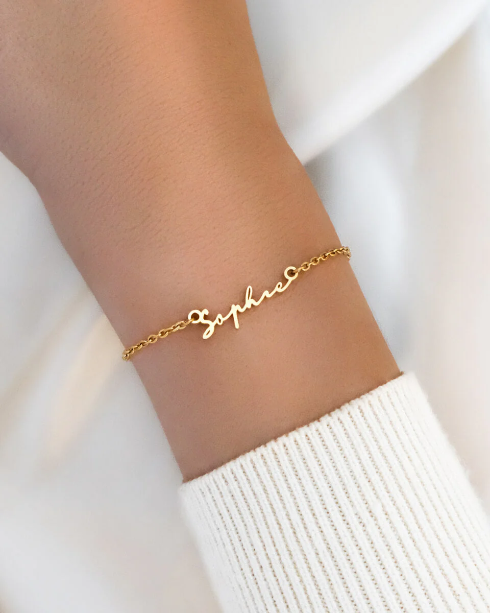 Mini Signature Name Bracelet (Gold) - Image 21