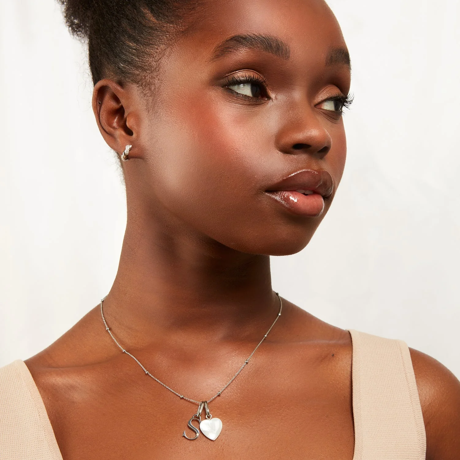 Personalised Initial & Birthstone Necklace (Silver) - Image 4