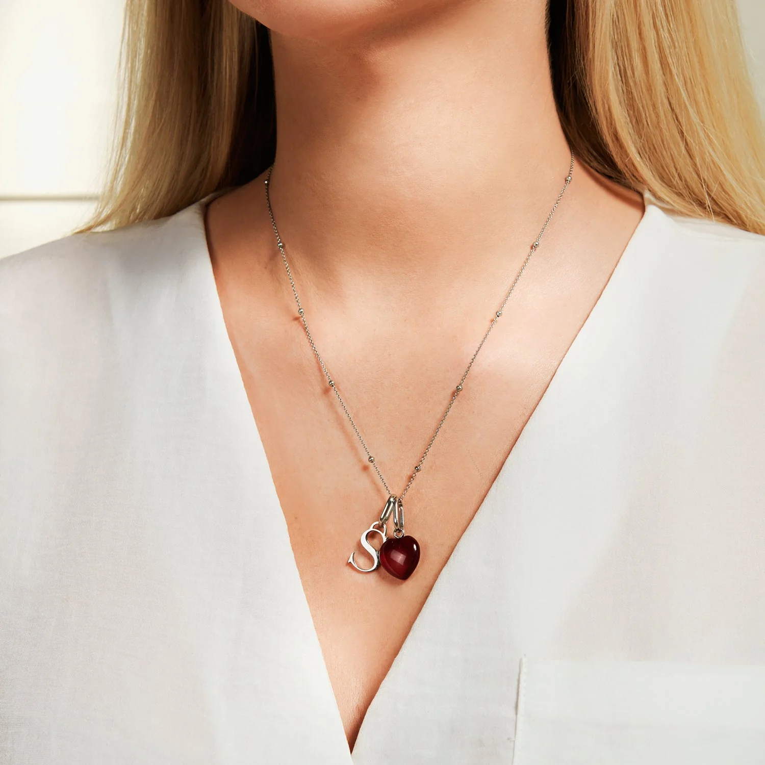 Personalised Initial & Birthstone Necklace (Silver) - Image 5