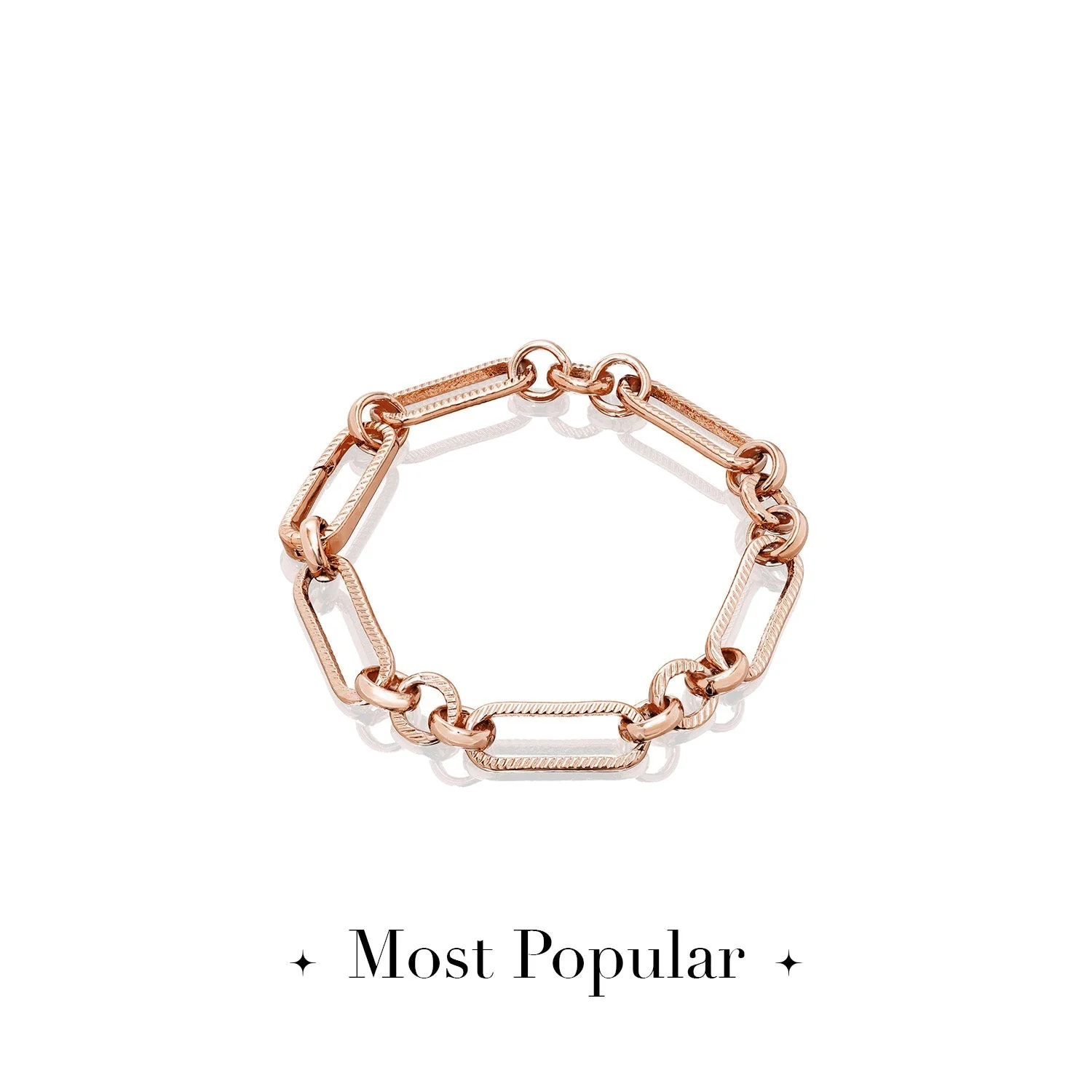 Figaro Chain Bracelet (Rose Gold) - Image 4