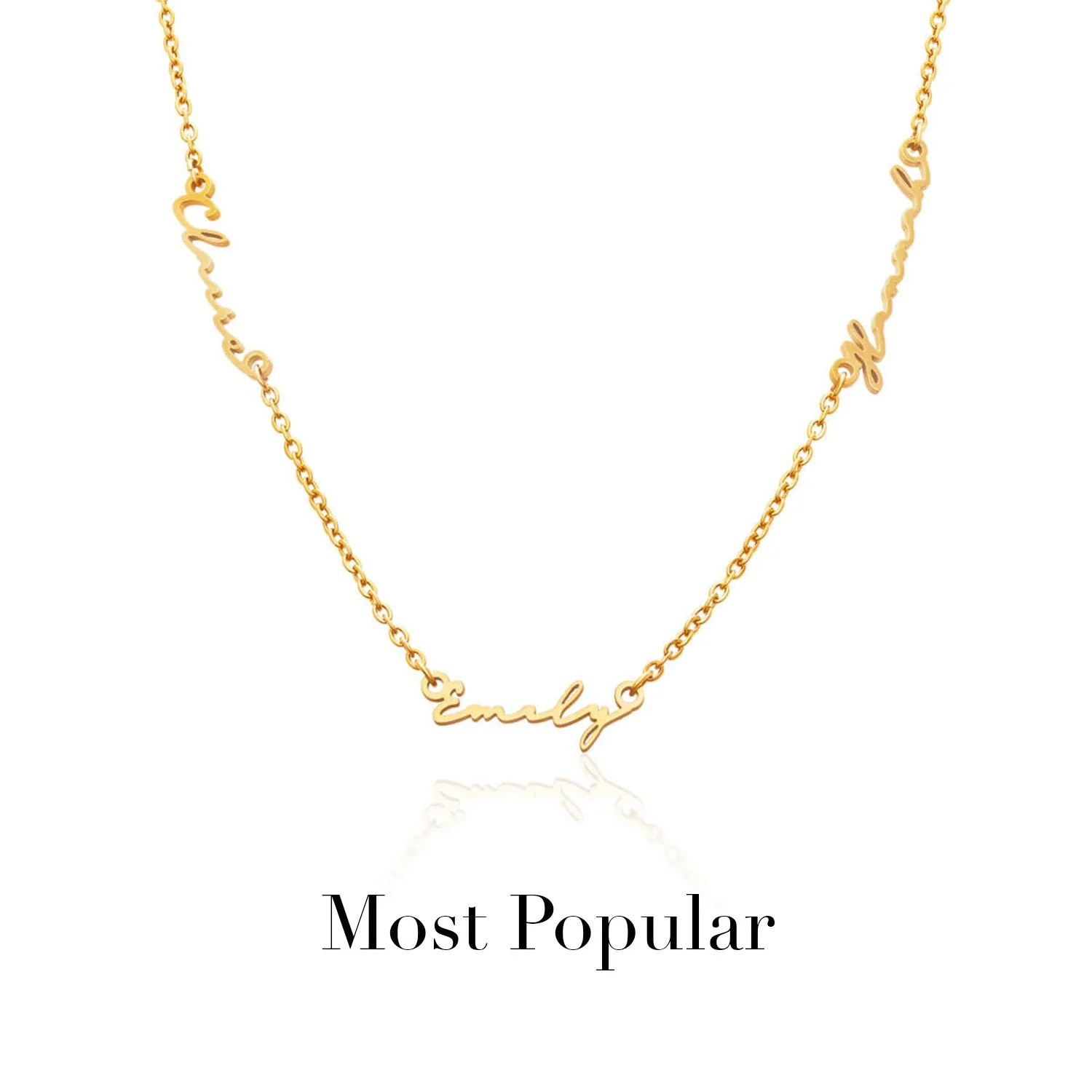 Triple Signature Name Necklace (Gold) - Image 4