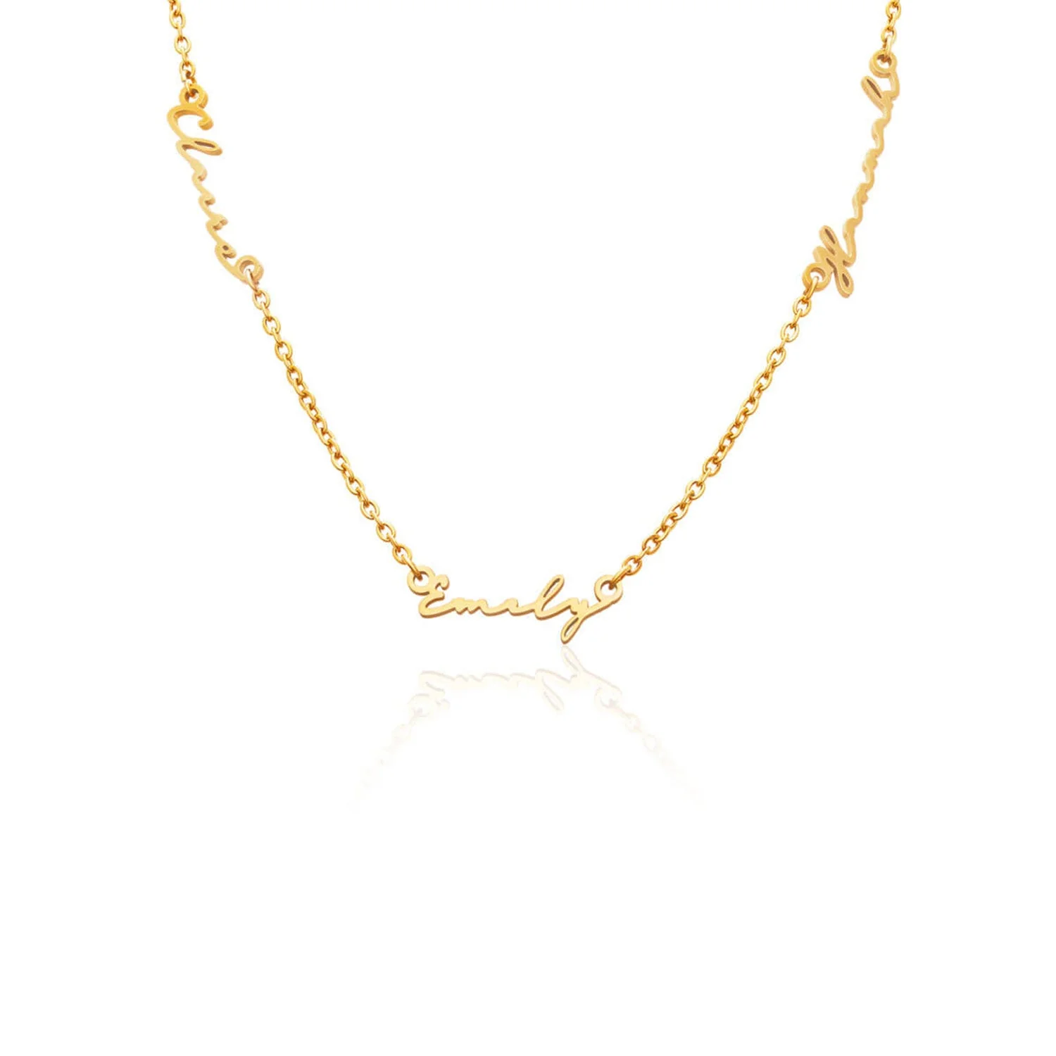 Triple Signature Name Necklace (Gold) - Image 5