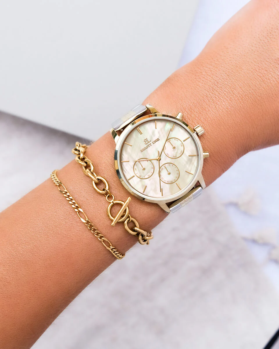 Two Tone Pearl Link Nueva 40 Watch - Image 4